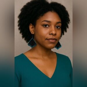 Beaded Black and Blue Triangle Earrings